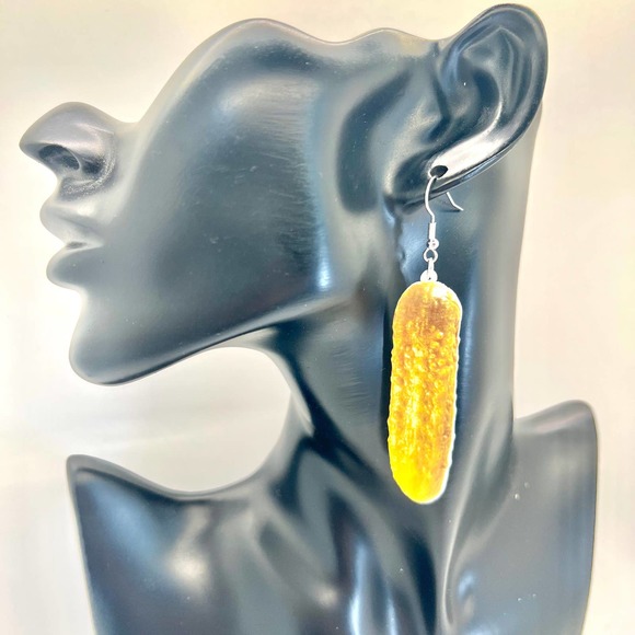 Pickle Earrings - Cucumber Earrings - Food Earrings - Snack Earrings - Picture 10 of 10